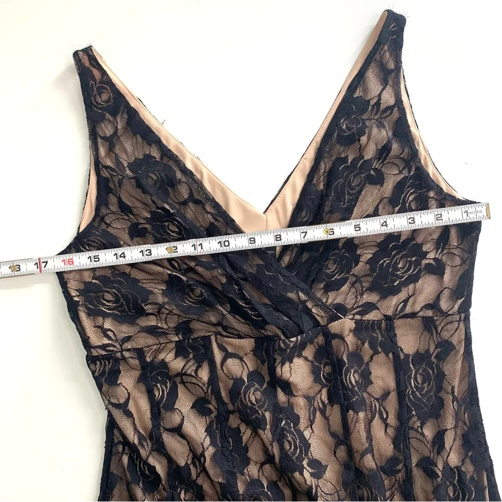 Glamour Lace Dress Women's Size 10 Black Tan Lined Fit & Flare Sleeveless - Picture 6 of 10